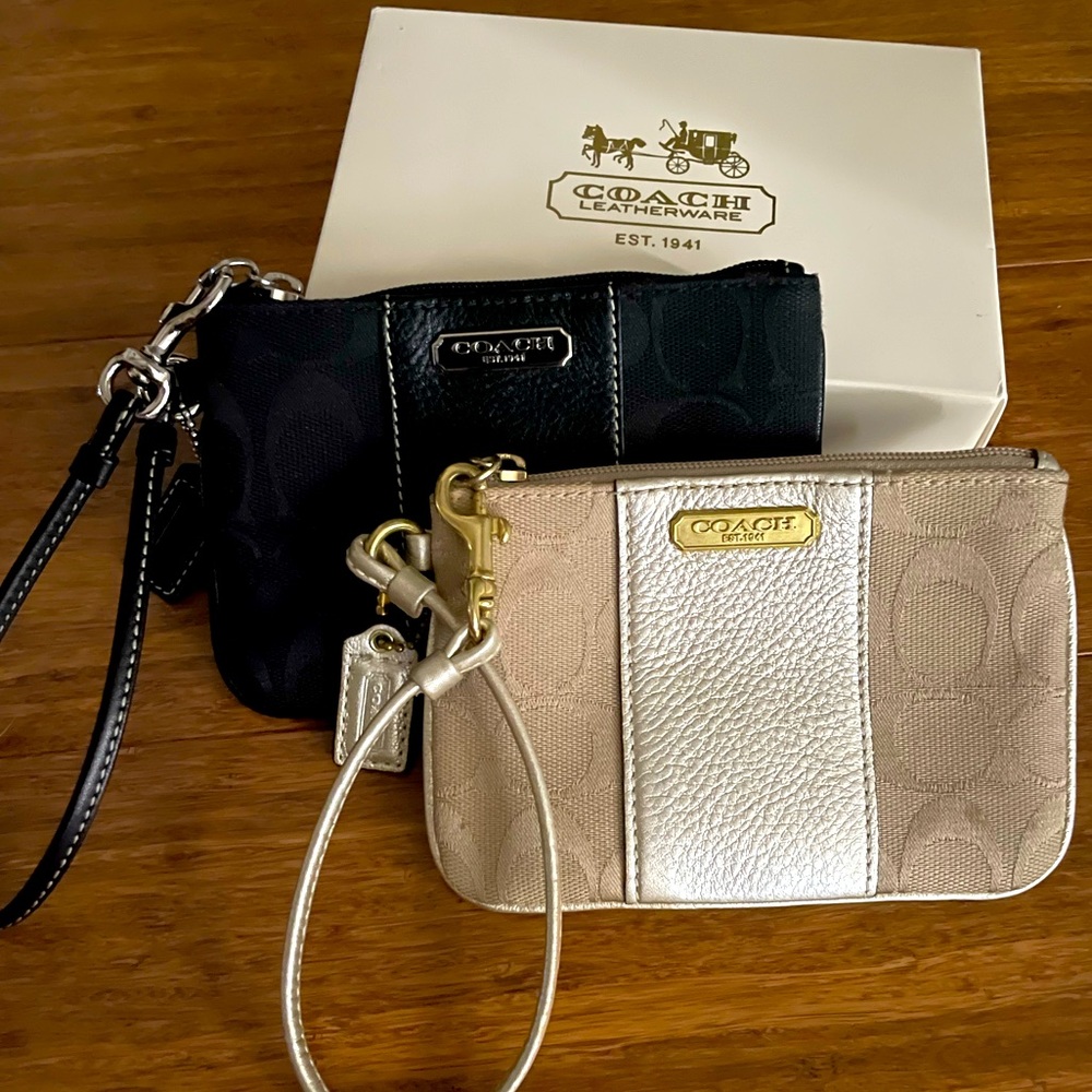 Set of 2 Authentic Coach wristlets (1 gold/1 black).